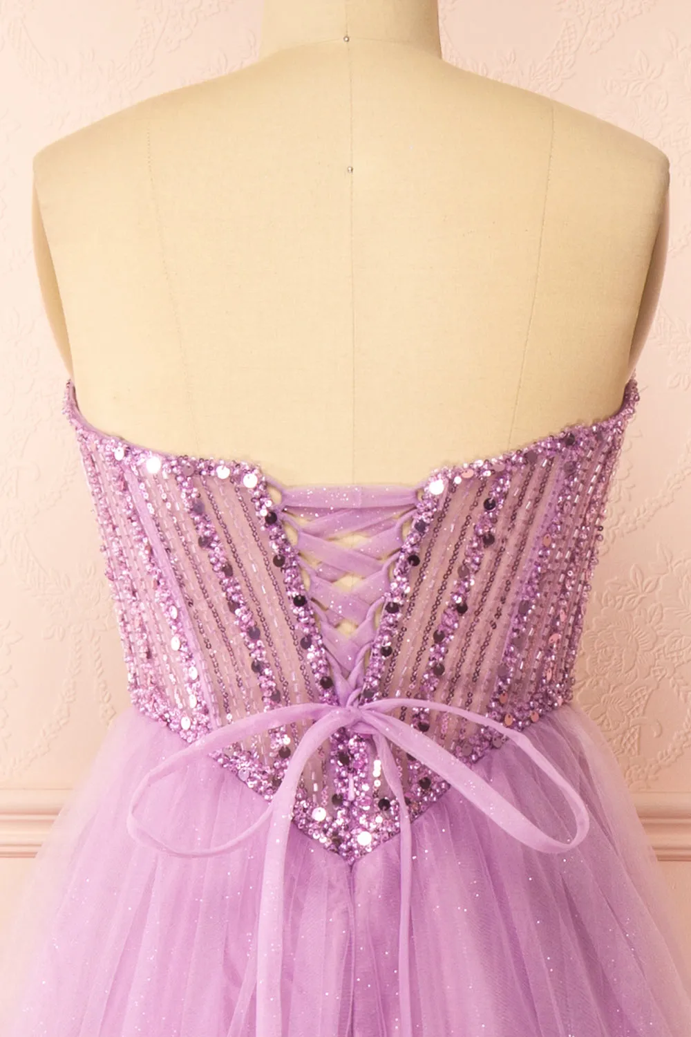 Yeji Lavender | Sparkly Maxi Dress w/ Embroidered Bodice